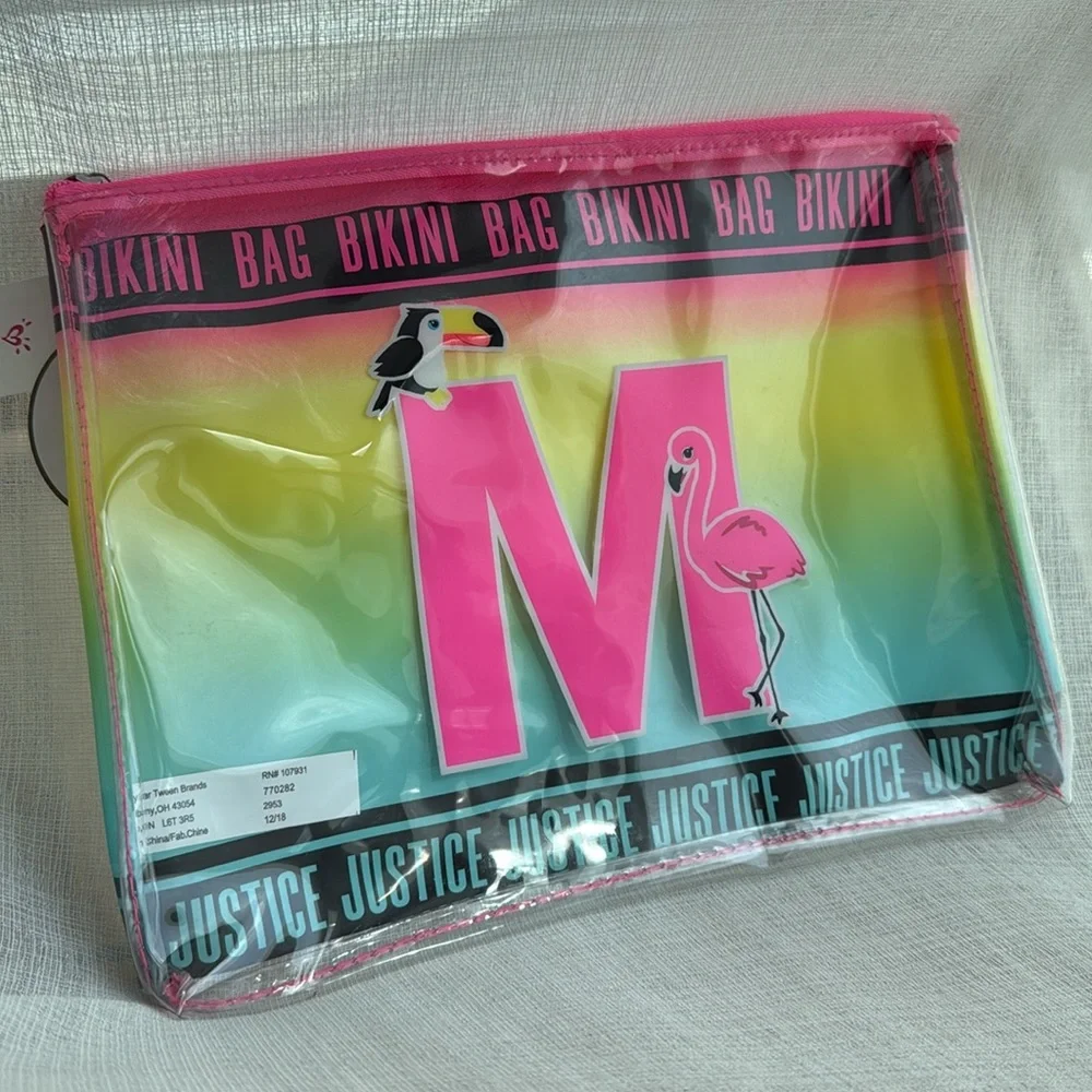 Justice Tropical Bikini‎ Swim Bag Initial (Letter M)